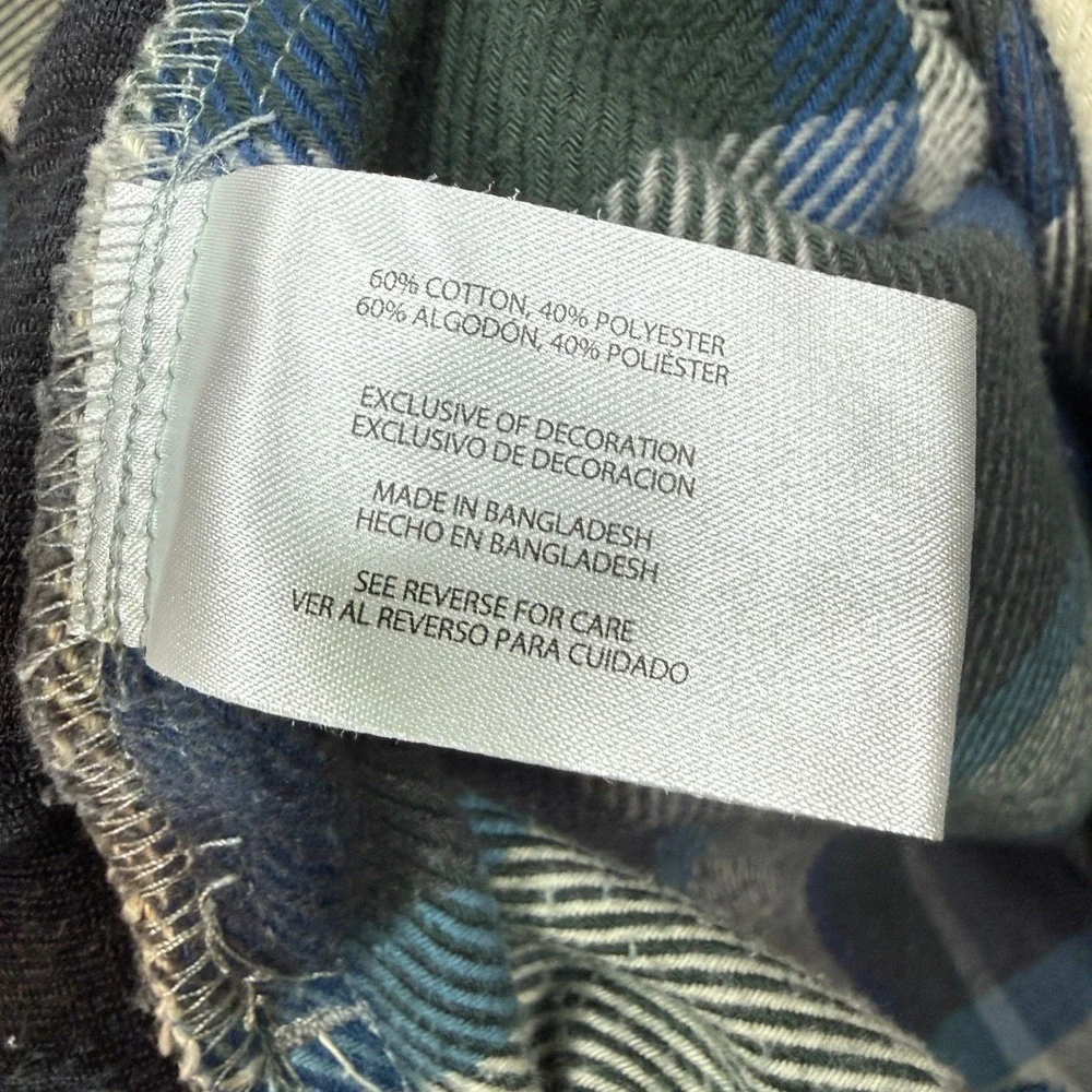 Orvis Flannel Shirt‎ Jacket Mens XXL Blue Green Fleece Lined Plaid Shacket Heavy